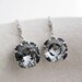 SET of 4 Bridal Earrings Bridesmaid Earrings Rodium plated Sterling Silver Ear hooks and Crystal Silver Night Swarovski Crystal Square drop