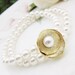 Bridal Bracelet Bridesmaid Bracelet Matte Gold plated Lotus flower with Fresh water pearl and Crystal White Swarovski Pearls Bracelet