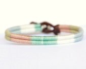 Infinity Woven Friendship Bracelet - Pastel Stripes and Gold Rhinestone