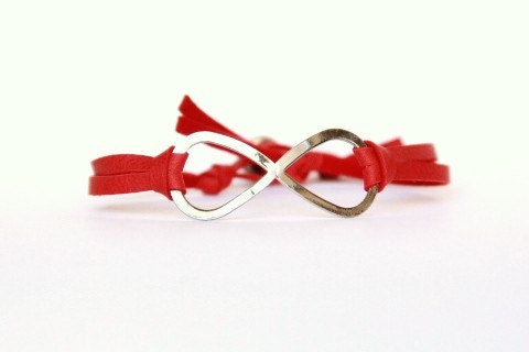 Infinity - Red Leather and Silver Rhinestone