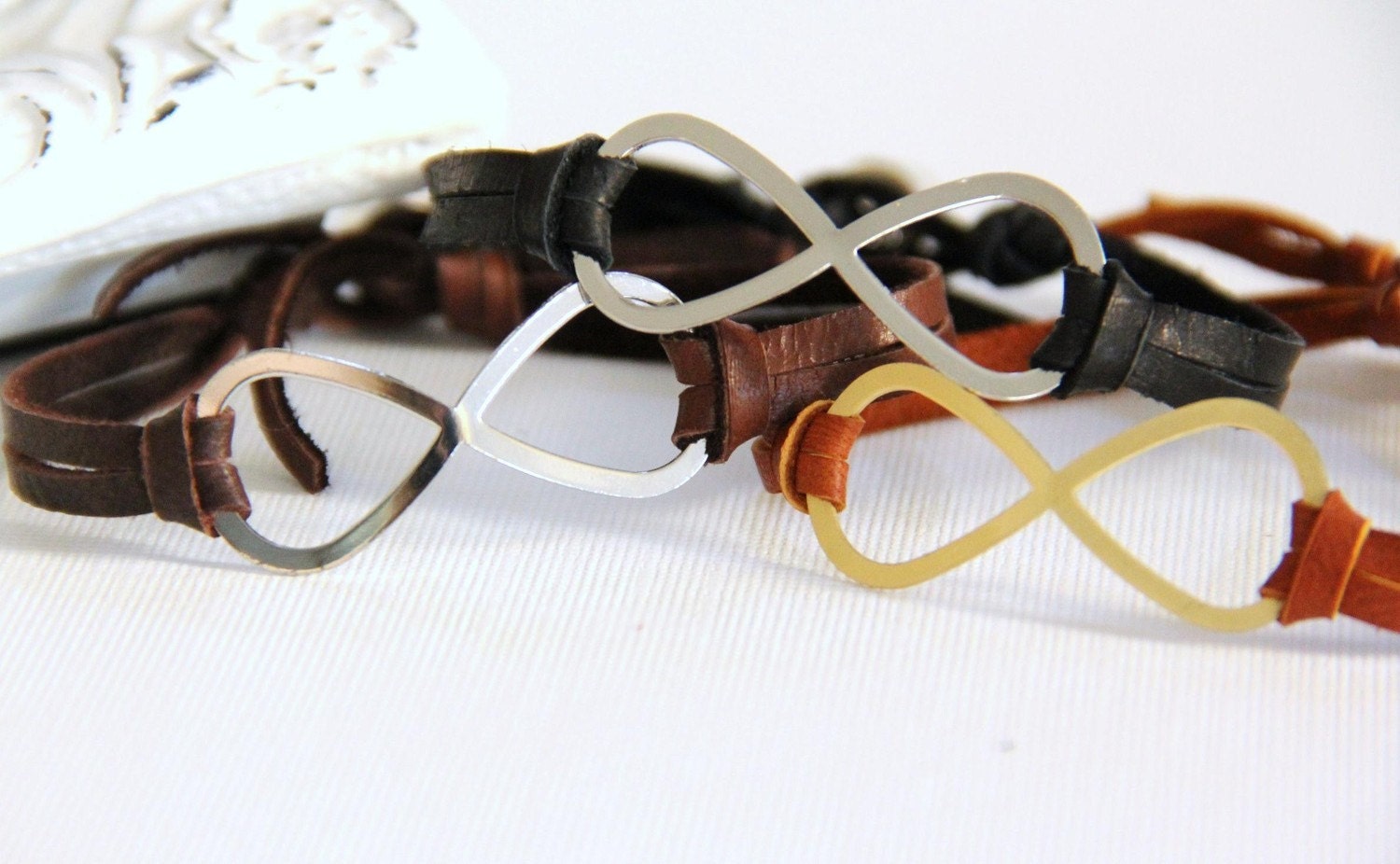 Infinity - Brown Leather and Silver Rhinestone