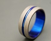 Sandblasted Blue Signature Ring - Titanium Wedding Bands