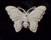Silver and White Enamel Butterfly Brooch Pin