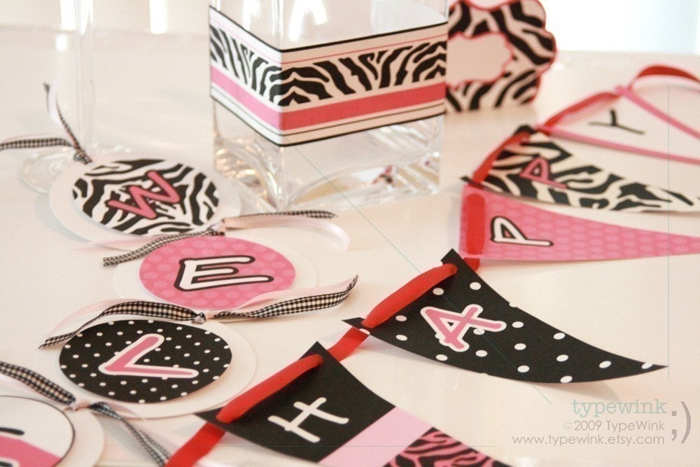 Zebra Print Party Pack - Printable Download PDF Party Il_570xn