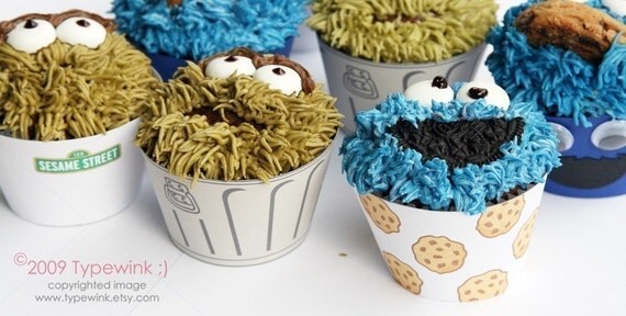 Sesame Street Cupcakes - PDF printable Package - Instructions included Il_570xn