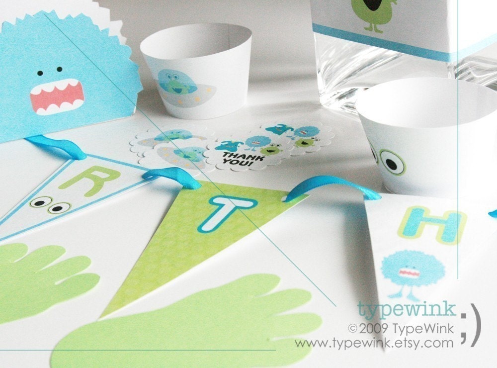 Silly Monsters Party Pack - Printable Download PDF Party - Photo invitation included