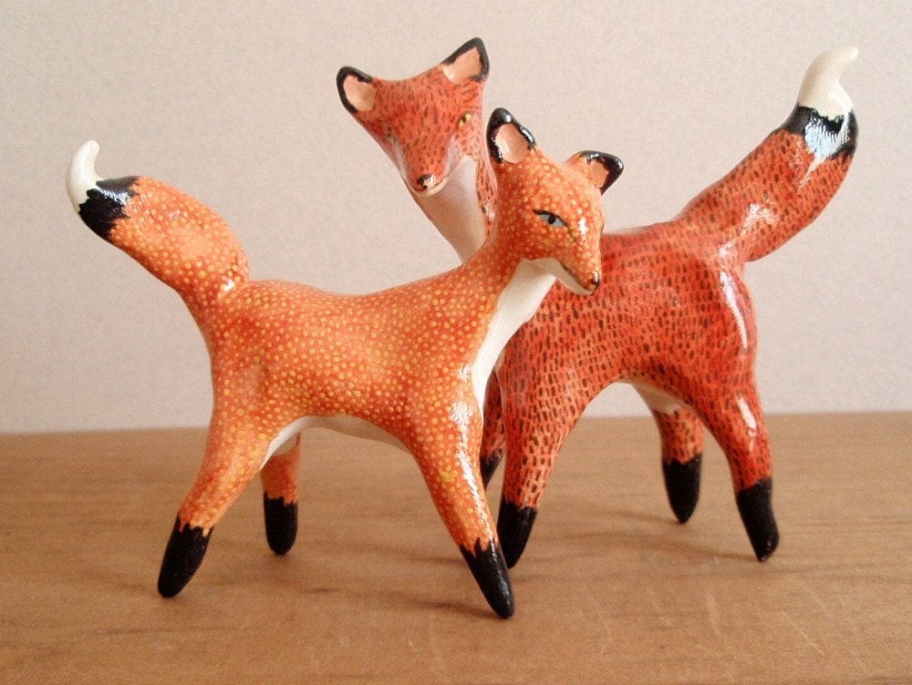 RESERVED- Foxes in love- Made to Order