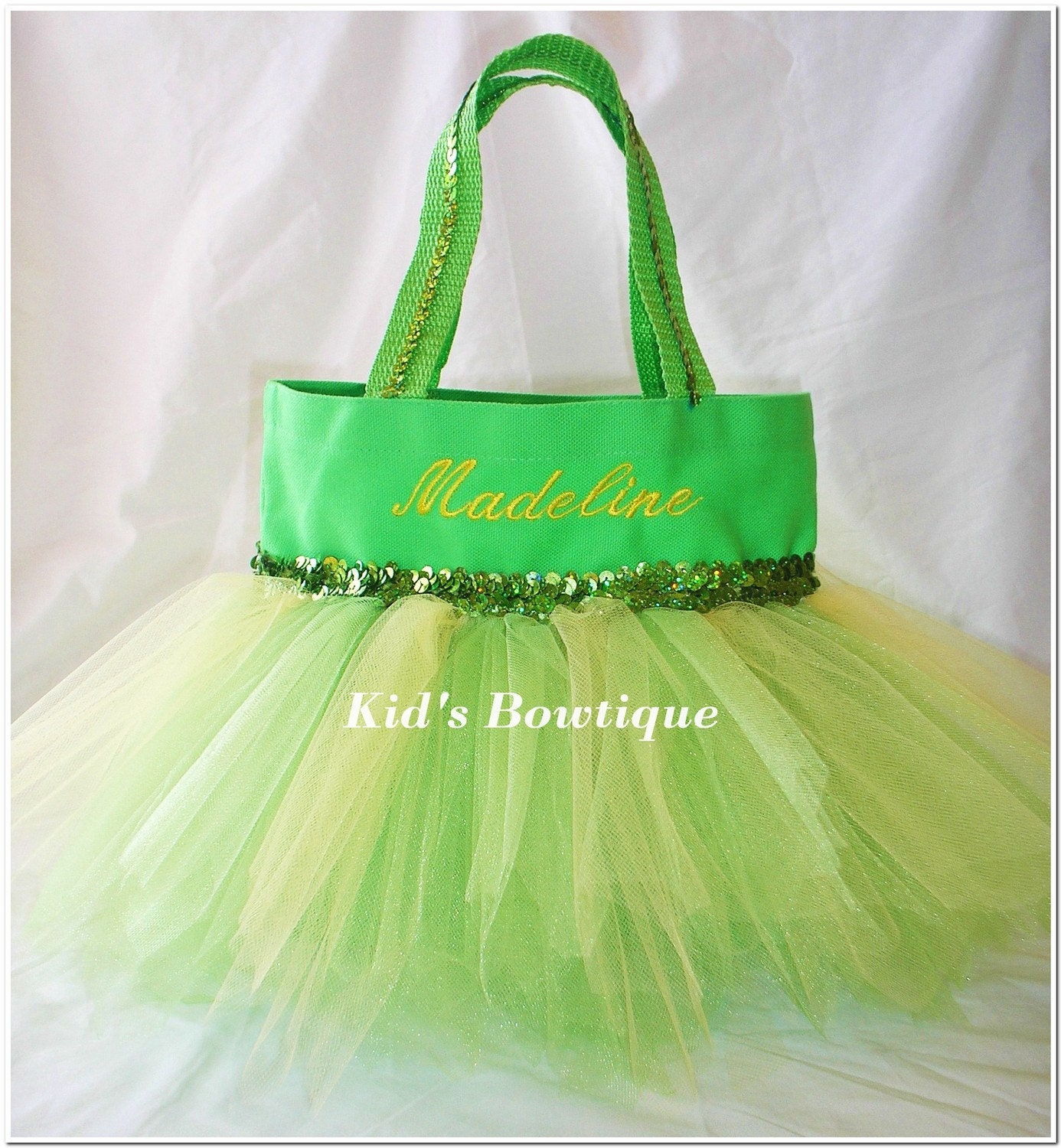 Monogrammed Tinkerbell Inspired Tutu Tote Bag
