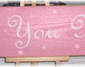 Love You More Pink Shabby Cottage White Polka Dots Wood Fence Board Sign,Valentine,Romance
