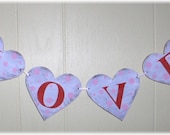 Valentine Love Hearts Garland Banner Shabby Chic Wedding Anniversary Romantic  Red And Pink Custom Colors Wood Sign