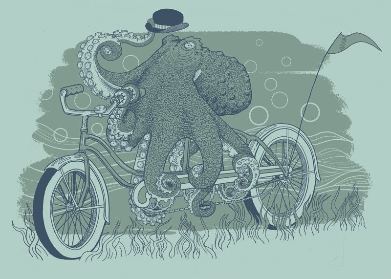 Octopus Bicycle (Octobike) Screen Print