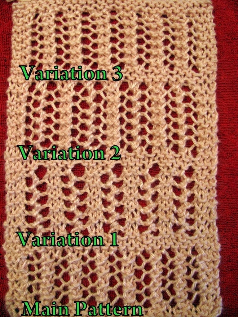 Knitted shawl - Easy to knit lace shawl for beginners. 4 patterns in one. PDF pattern