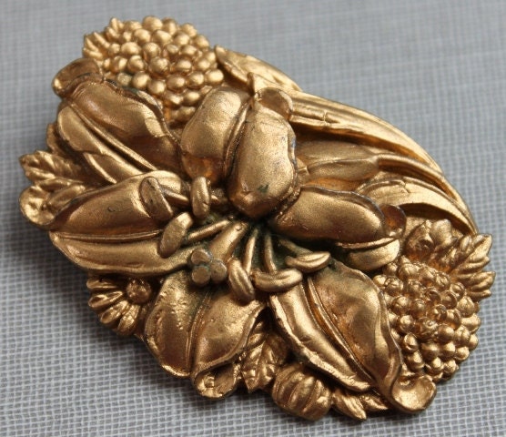 Art Nouveau Gilded Japanese Lotus Flower Dress Clip