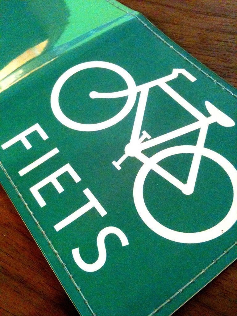 Handmade Billfold Vinyl Art Wallet - Groene Fiets