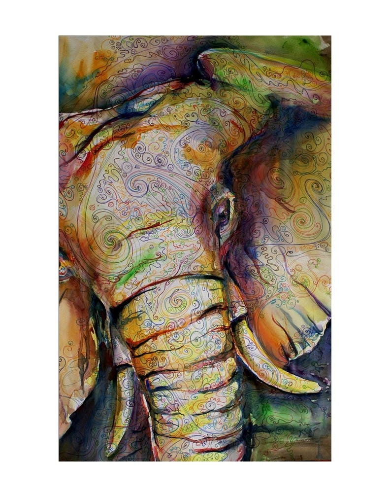 Elephant Watercolor print 18x24