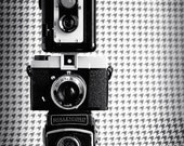 Dapper 5x7 Fine Art Print--Handsome Vintage Houndstooth Cameras Masculine Photograph