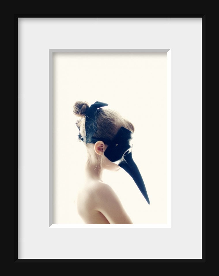 Bird Girl 5x7 Fine Art Print, Signed Photograph Victorian Ballet Black Bird Mask Elegant Portrait Apartment Home Decor