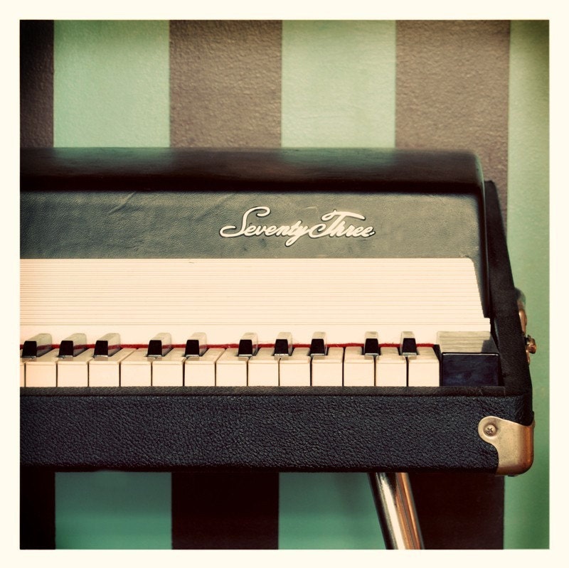 Seventy-Three 8x8 Fine Art Print--Vintage Keyboard Piano Fender Music Musician Black Blue Retro Apartment Home Decor