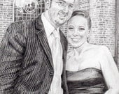 Custom Wedding Couple Portrait- Detailed Original Art- 8x10-  Personalized Gift