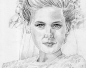 Custom Bridal Portrait- Wedding Personalized Art- Detailed Drawing Painting Collage -One Person- 8x10