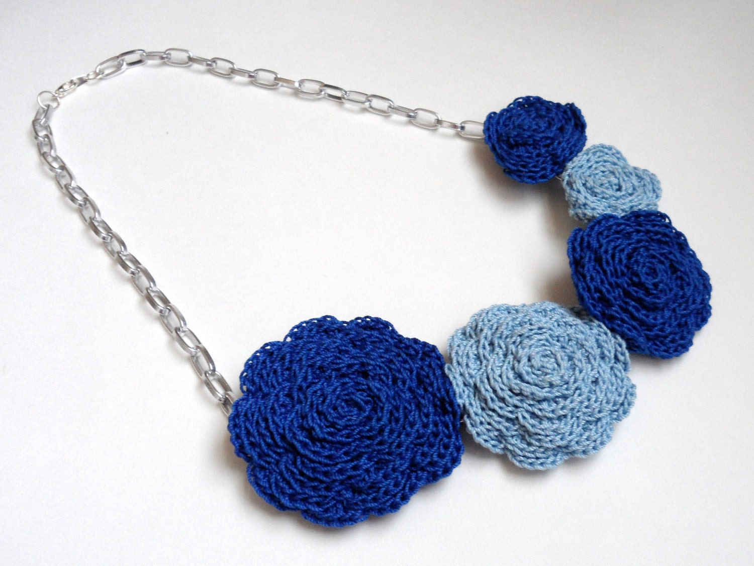 Blue Within Blue Rose Bib Necklace