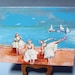 Art Original Acrylic 6x8" Canvas Girls Playing Ballet at Beach, Impressionism with display  easel  Donna L. Allen      I Take CREDIT CARDS