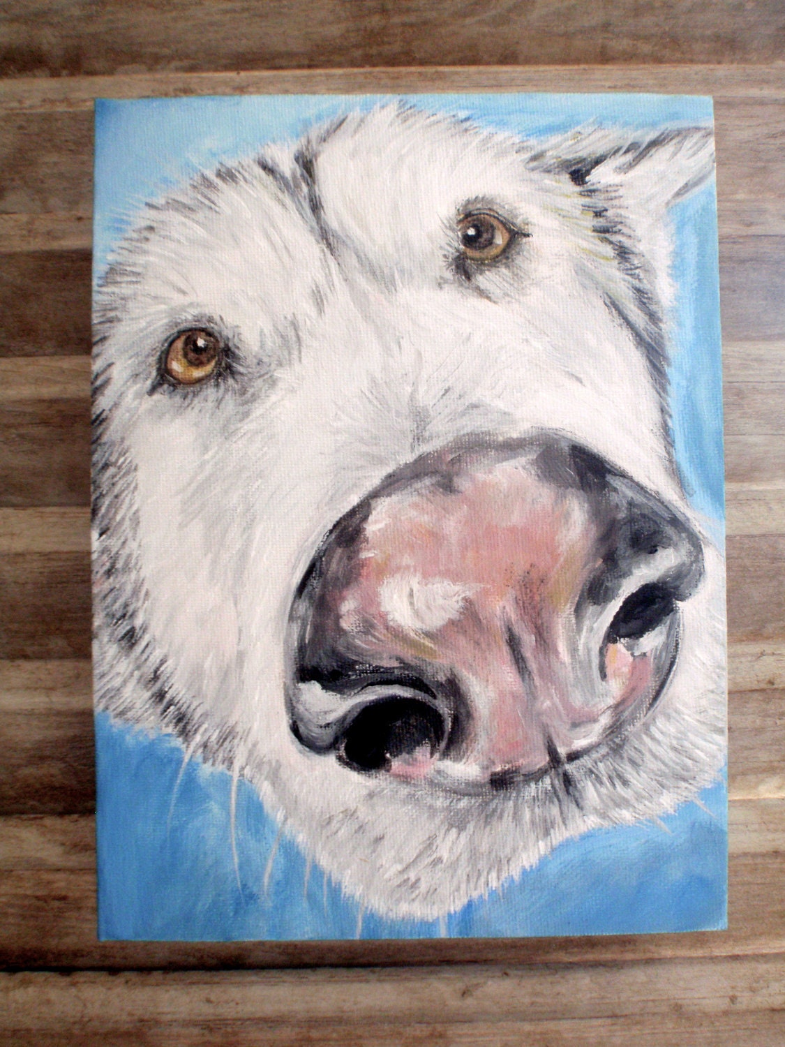 Husky dog painting, close-up original Acrylic on Gallery wrapped canvas original painting.