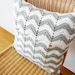 Chevron Pattern Crochet Pillow Gray White