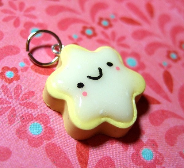 Kawaii Happy Iced Lemon Cookie Pendant Polymer Clay Charm Miniature Food Jewelry - Handmade by The Happy Acorn