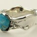 Melted Silver Band, Turquoise and Diamond