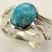 Melted Silver Band, Turquoise and Diamond