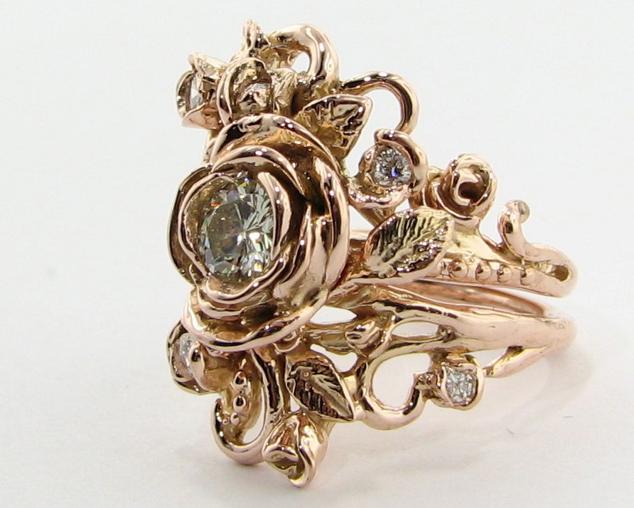 Jane Rose Wedding Set, Rose Gold & Diamond