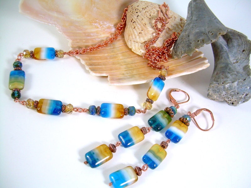 Isle Of Capri - Copper and Czech Glass Necklace Set