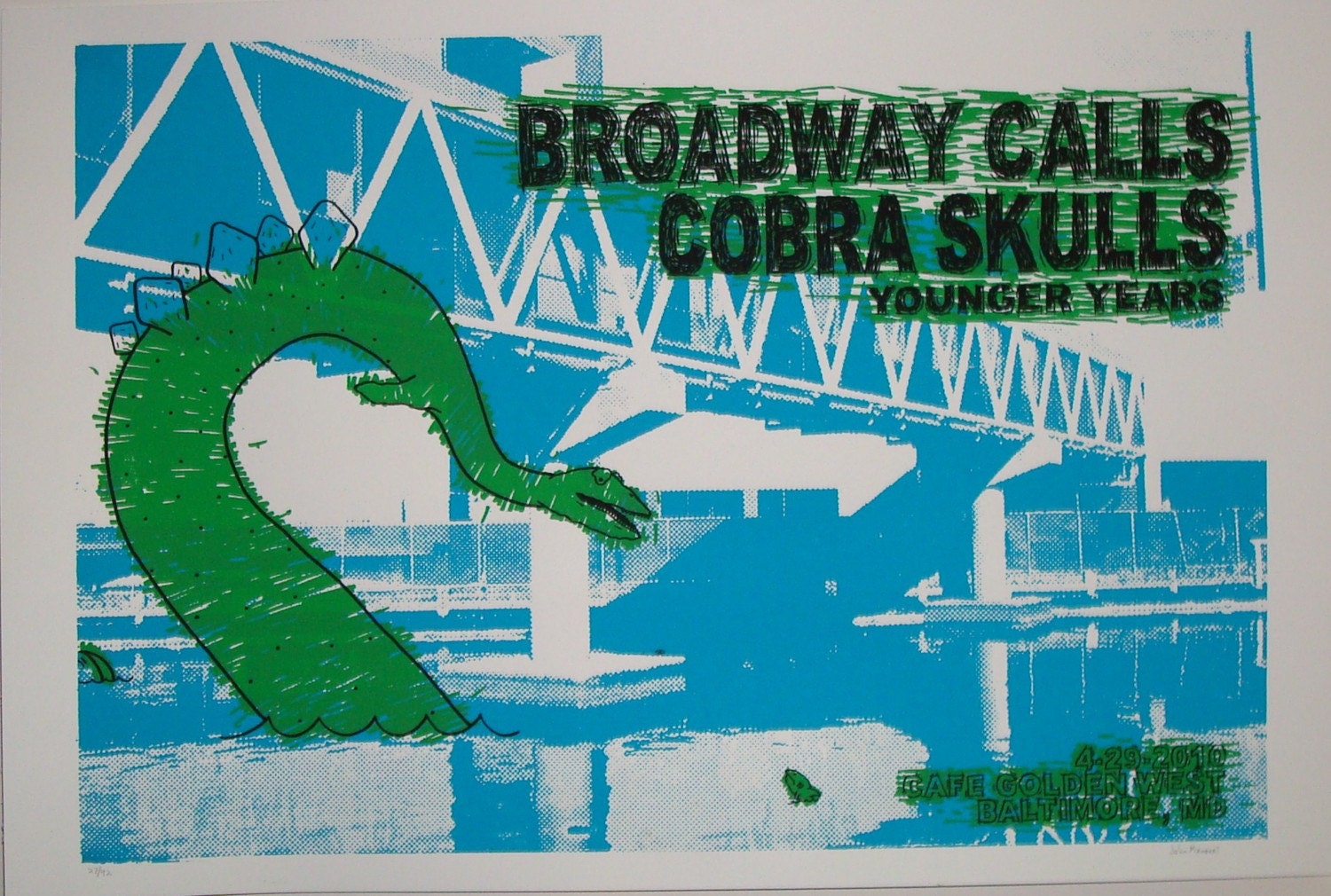 Broadway Calls and Cobra Skulls screen printed gigposter