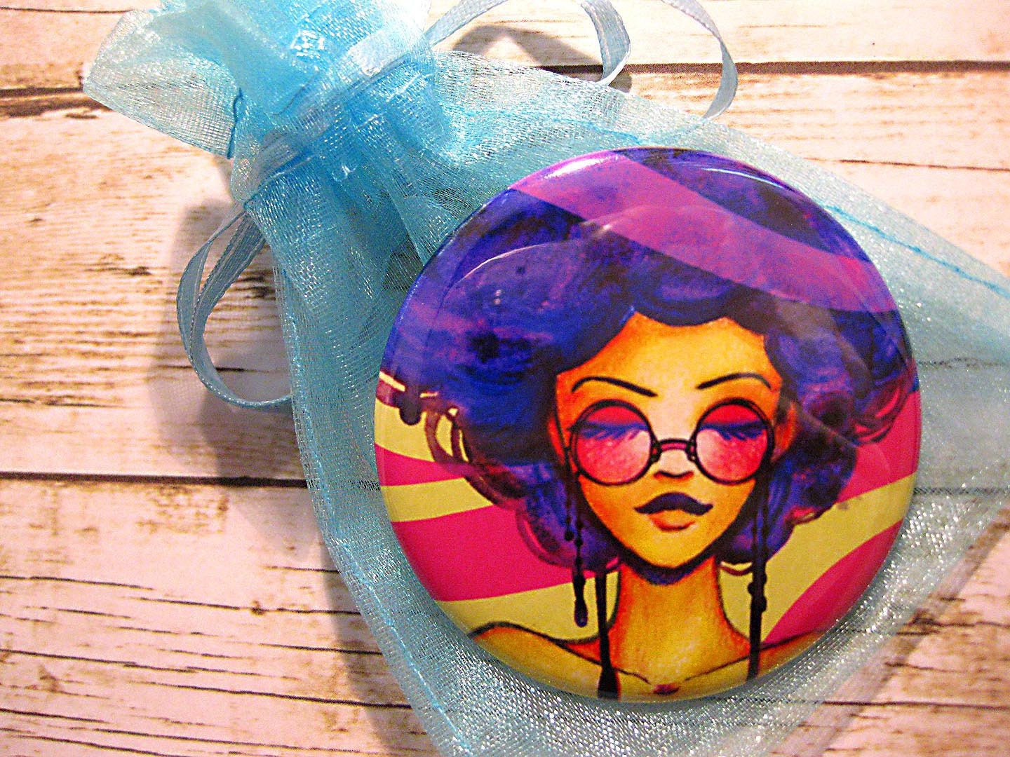 Purple Haze Hippie Girl Art Pocket Mirror