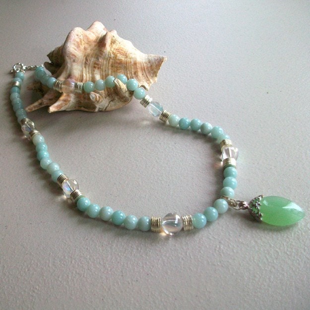 Green Amazonite Rounds Necklace, fashion jewelry