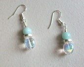 Green Amazonite Rounds and Glass Beads Earrings, fashion jewelry