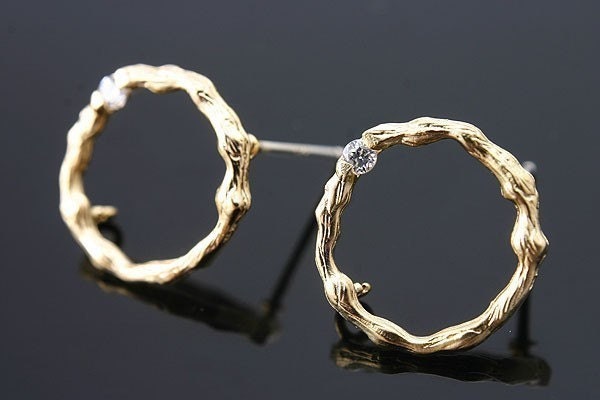ER120-MG // Gold Plated Round Ear Posts Finding, Matt, 4 Pc
