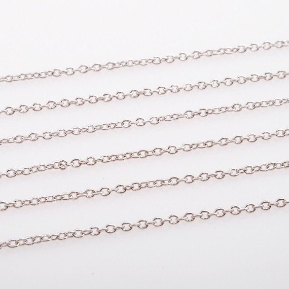 CH010-R // Original Rhodium Plated Cable Chain, 1 x 1.4 mm, 3 M