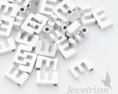 PD198-E-MR // Matte Original Rhodium Plated Small "E" Pendant, 5mm x 7mm, 4Pc
