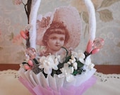 EASTER Bonnet- Handmade Vintage Style Nut Cup- Candy Cup