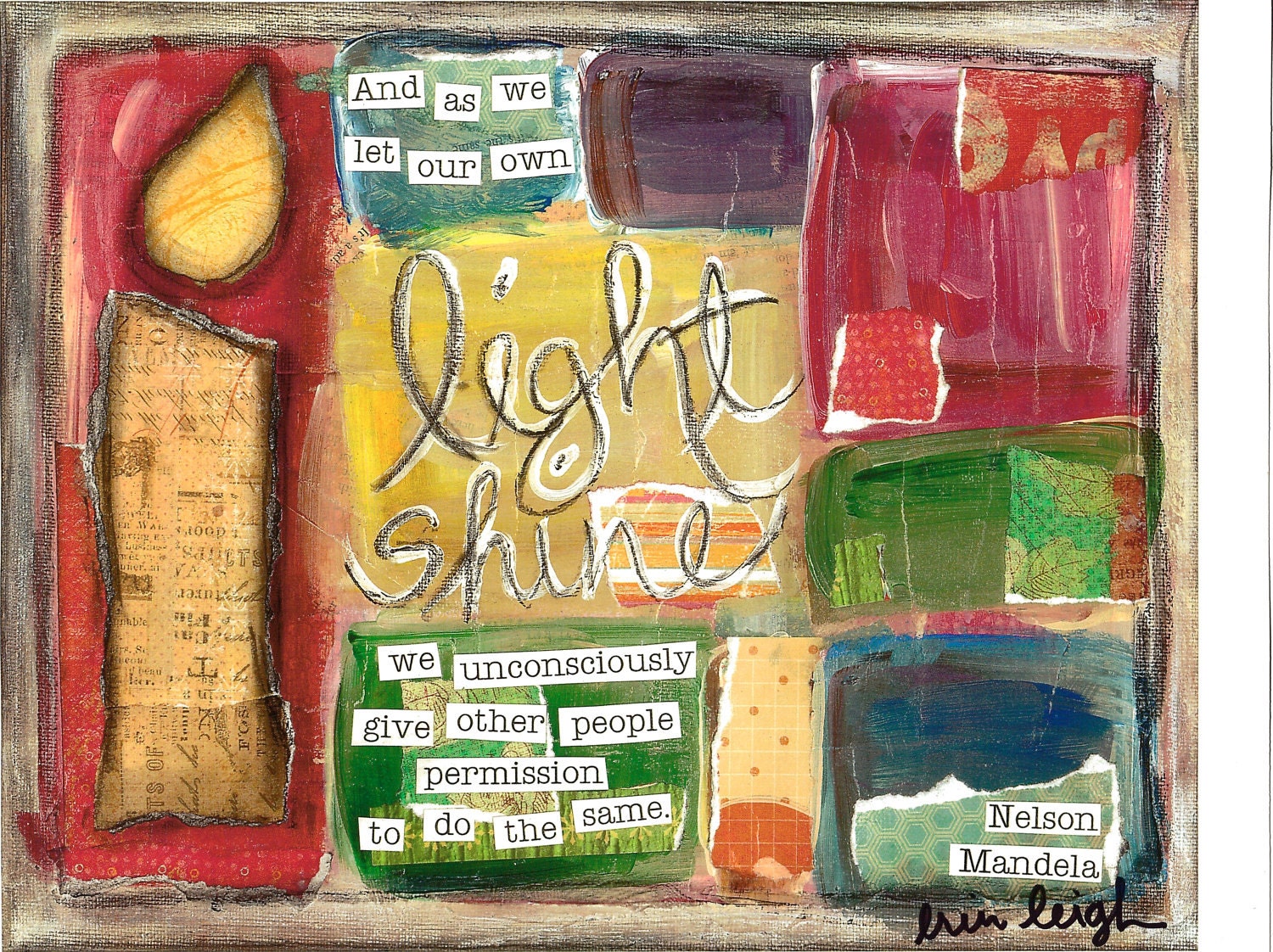 Inspirational Quote, As We Let Our Own Light Shine (Nelson Mandela), 8x10 print