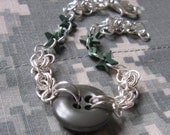 Military Button Bracelet Stars Fleur de lis Chainmaille I love my Soldier Button Bracelet
