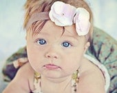 Baby Girl Headbands - Baby Girl Headband - Light Pink Flower Headband - Pink and Cream Headband