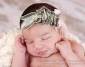 Grey Headband, Baby Flower Headband, Riuffle Headband, Silver Headbands, Big Girl Headband, Newborn Headband, Infant Headband