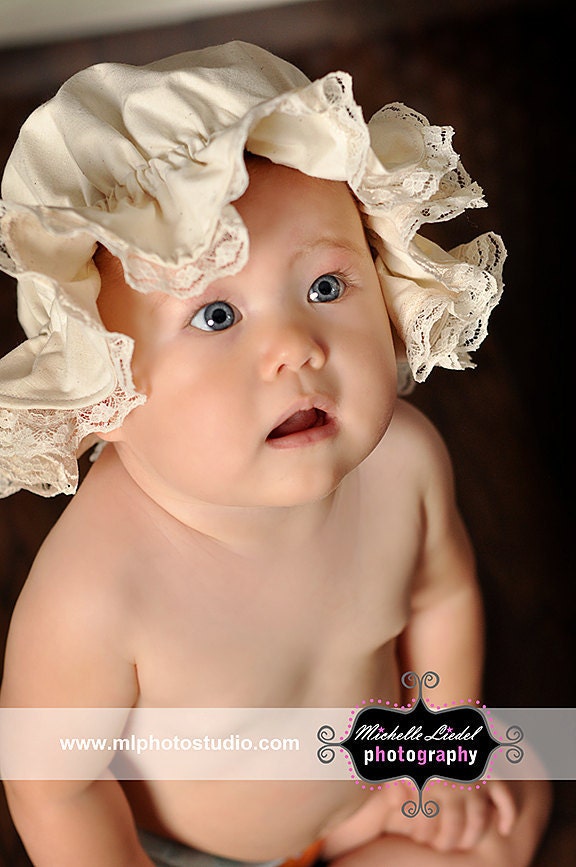 Infants Lace Trimmed Mop Cap