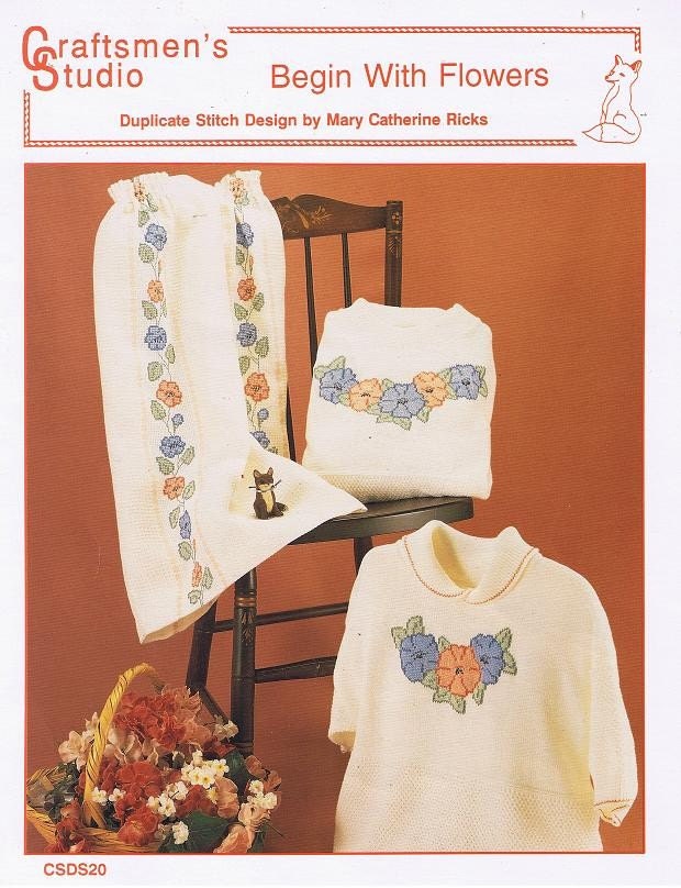 Begin with Flowers Counted Cross Stitch Embroidery Craft Pattern Leaflet