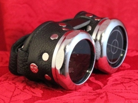 Steampunk Goggles black and silver with smoke lenses