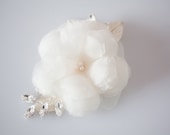 Soft Petals - Silver Bridal Hair piece - Made to Order