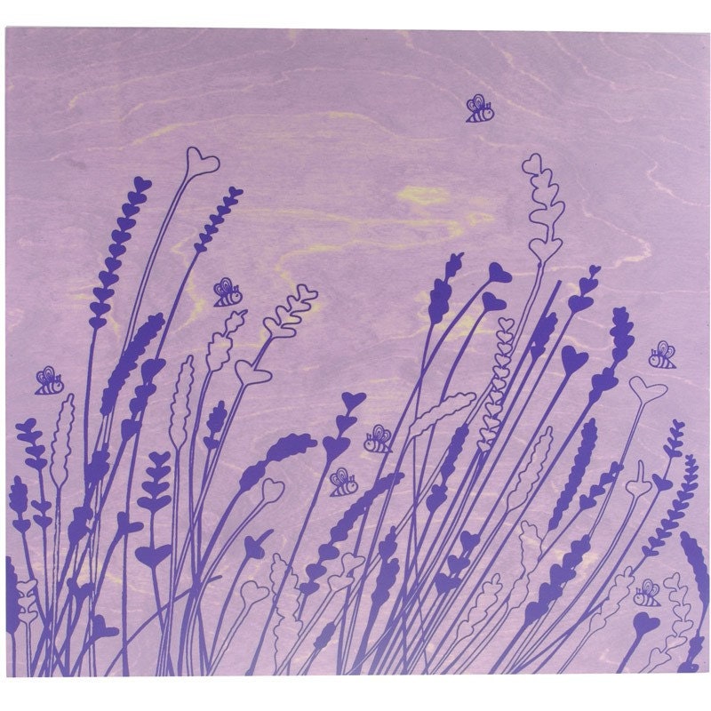 Handprinted on Wood - Lavender and Bees